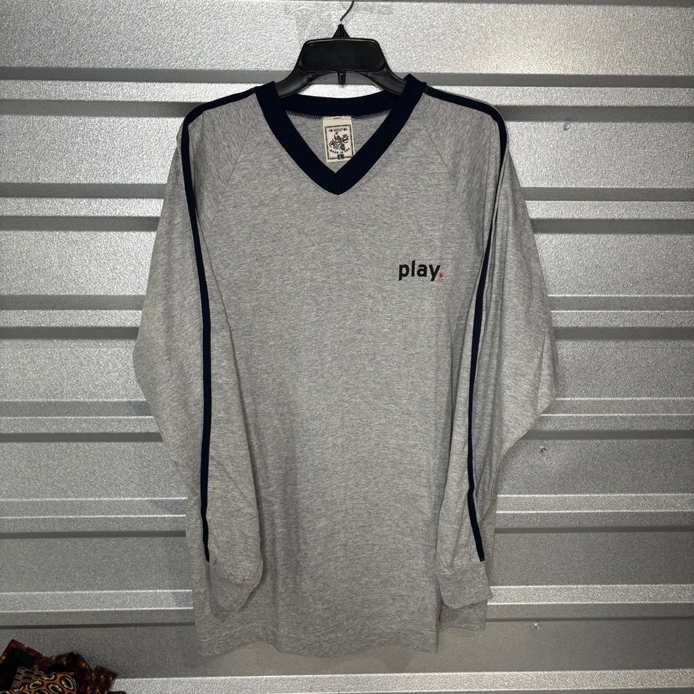 Alore V-neck Long Sleeve Tee Play Logo L Gray/Navy